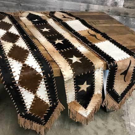 Western Narrow cowhide table runner