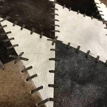 Wide 8 long cowhide table runner - BROWN AND WHITE