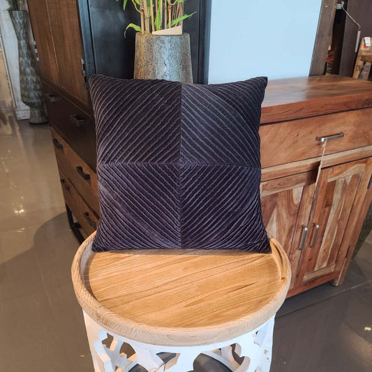 Charcoal Cotton velvet 18x18 pilllow Cover with pleated tucks