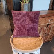 Plum Cotton velvet 18x18 pillow Cover with pleated tucks