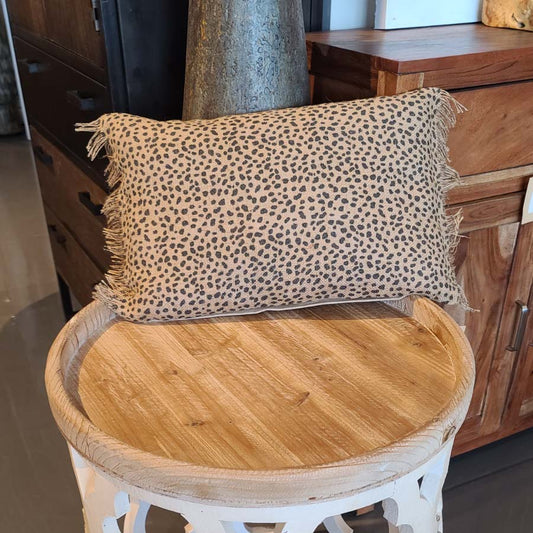 Jute with safari print and fray edge 12 x 20 pillow cover
