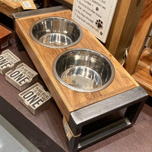 Load image into Gallery viewer, Acacia wood  elevated animal pet feeder
