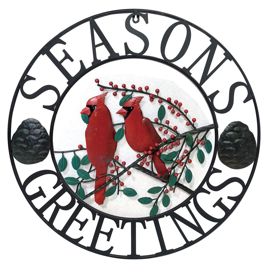 Season's Greetings Wall Decor with Cardinals - A