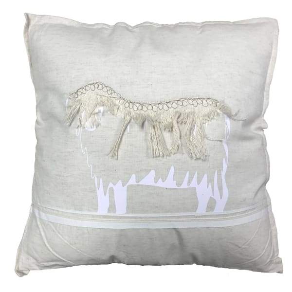 Animal embroidered cotton throw pillow 18 x 18