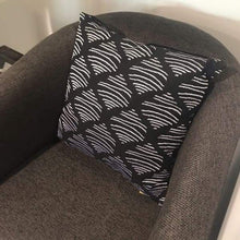 Load image into Gallery viewer, Black silver Embroidered cotton throw pillow 18 x 18
