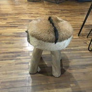 BROWN CIRCULAR GOAT HAIR STOOL - $239.00