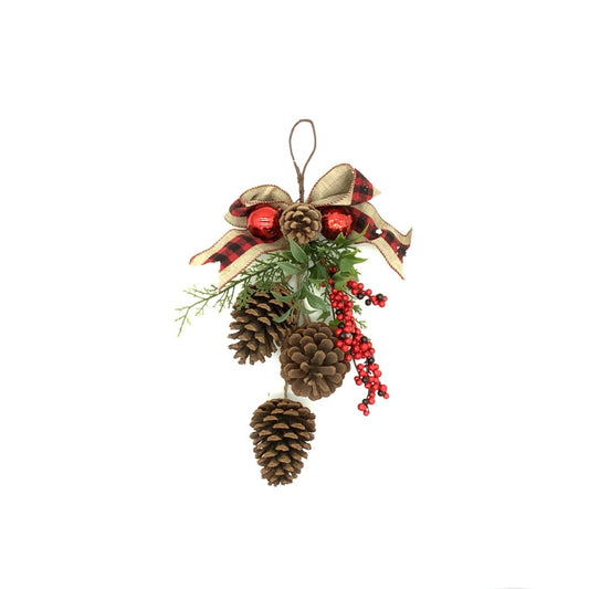 Christmas Red Bow, Berry, & Pinecones