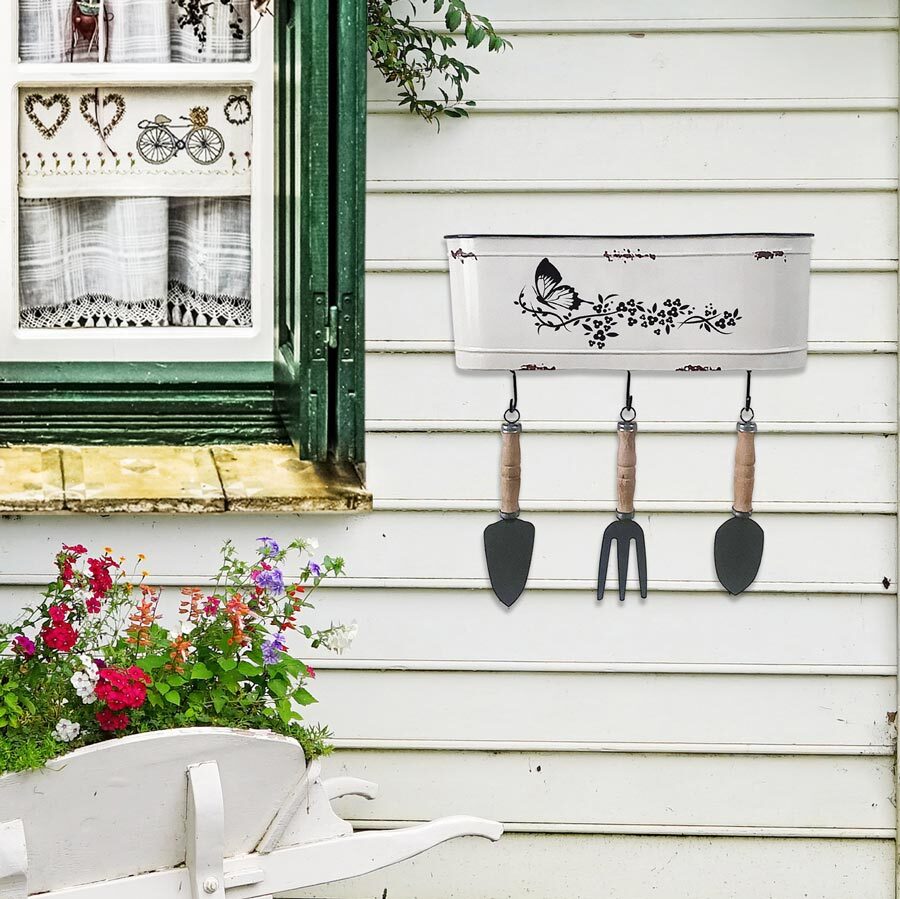 Hanging White Planter and Tool Caddie