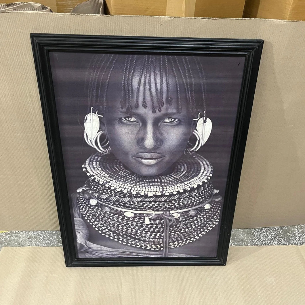 Framed wooden tribal picture - Rustic Furniture Outlet