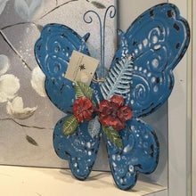 Load image into Gallery viewer, Pretty Blue Butterfly Hanging Wall Metal Art
