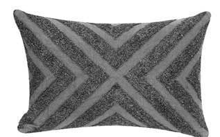 Grey chevron embroidery and stonewash 14 x 22 pillow