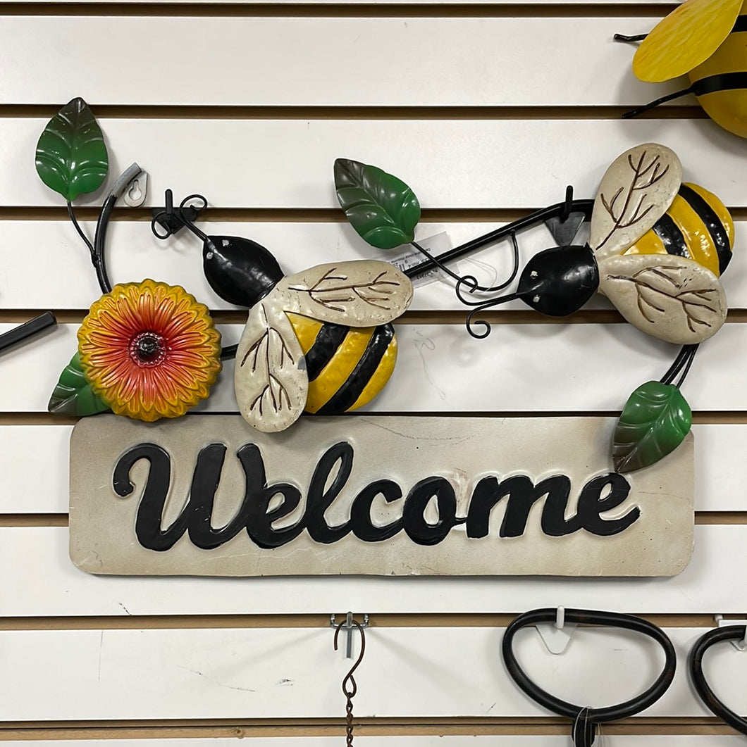 Decorative Metal Welcome Sign w/ Bees
