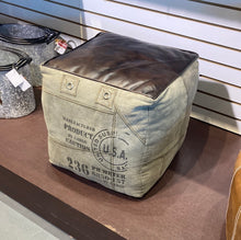 Load image into Gallery viewer, Upholstered and leather Pouf
