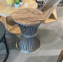 Load image into Gallery viewer, Vintage industrial Reclaimed wood and iron end table
