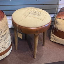 Load image into Gallery viewer, Climb Leather and canvas 4 leg stool
