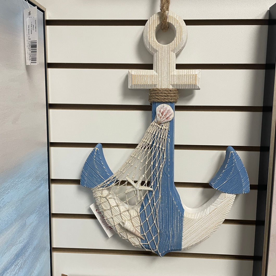 Small Hanging Anchor with Blue Accents