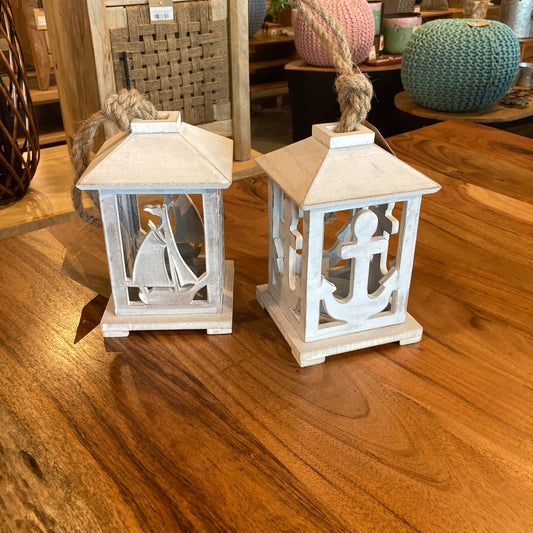 White Small Lantern with Anchor Design