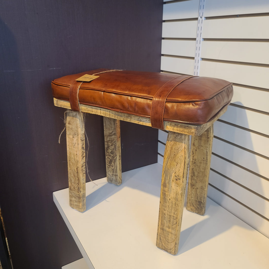 Entryway leather stool