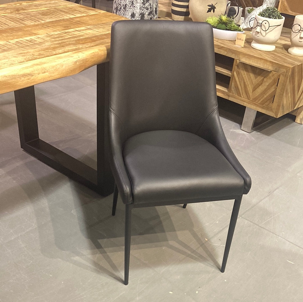 Black genuine Leather dining chair