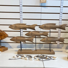 Load image into Gallery viewer, Wooden carved school of fish stand
