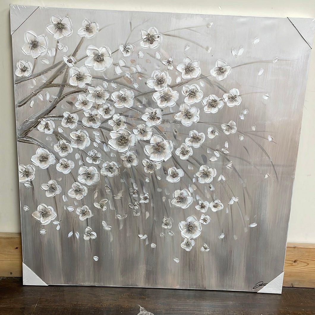 Grey Apple tree flowers painting