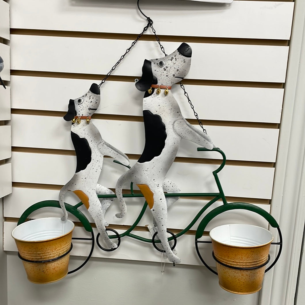 Bicycling Dogs, Hanging Flower Pots