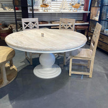 Load image into Gallery viewer, 60 inch Elisa round country white pedestal dining table
