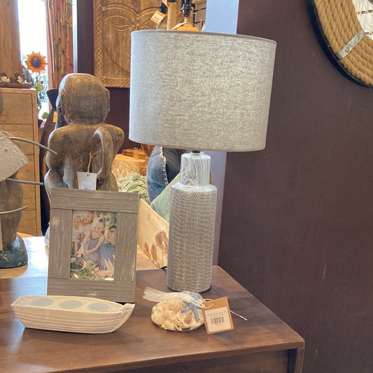 Small Gray Textured Bottle Table