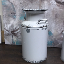 Load image into Gallery viewer, Antiqued metal Rustic white milk cans
