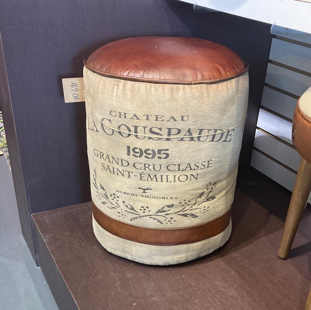 Chateau La Coupaud 1995 Leather and Canvas Ottoman