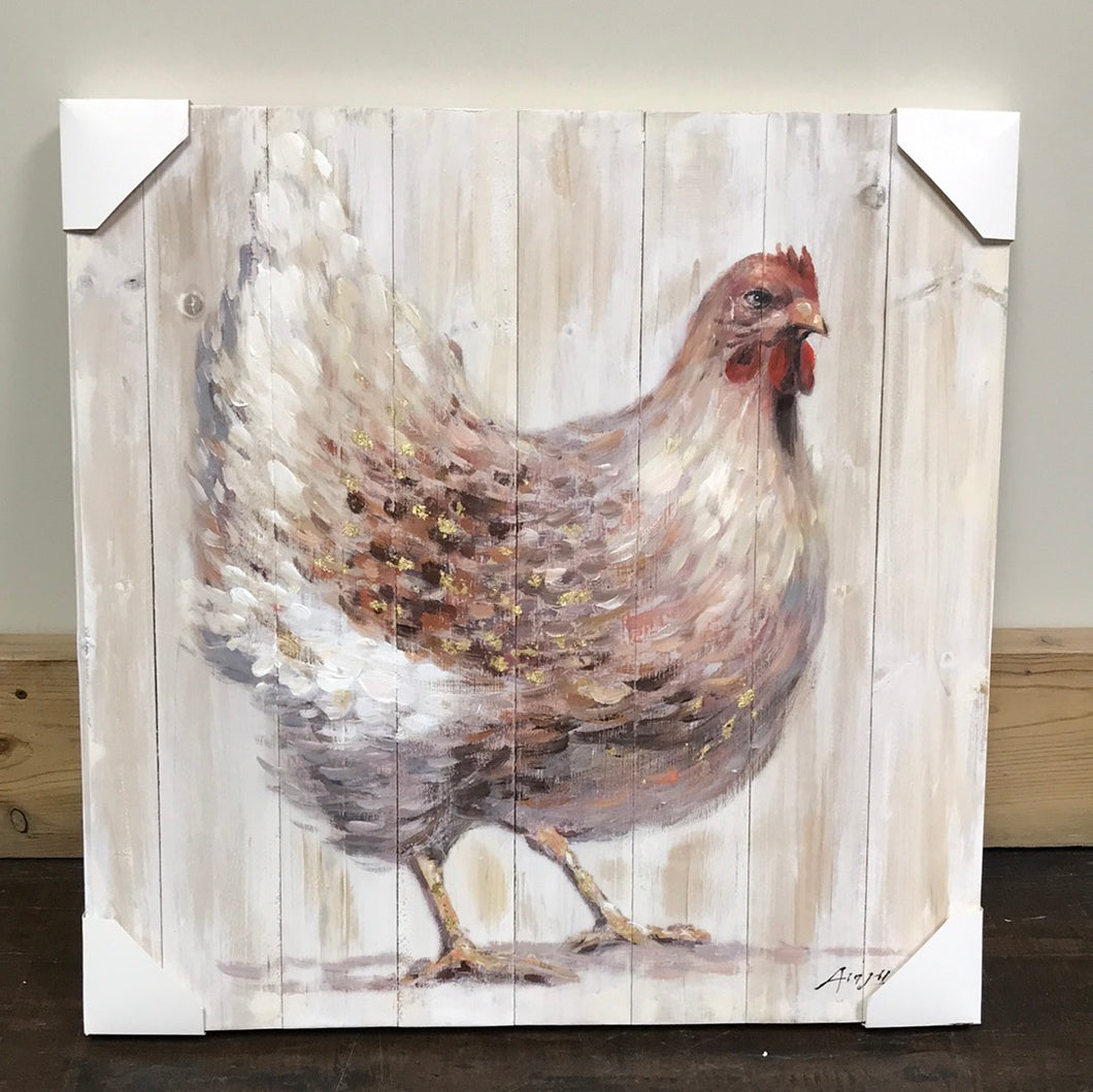 Hand Embellished Hen painting