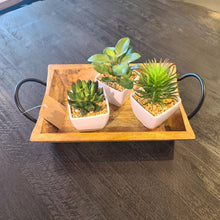 Load image into Gallery viewer, Medium Mango wood Rectangle Tray with metal Handles
