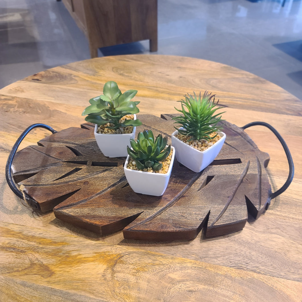 Brown Wooden Leaf Tray