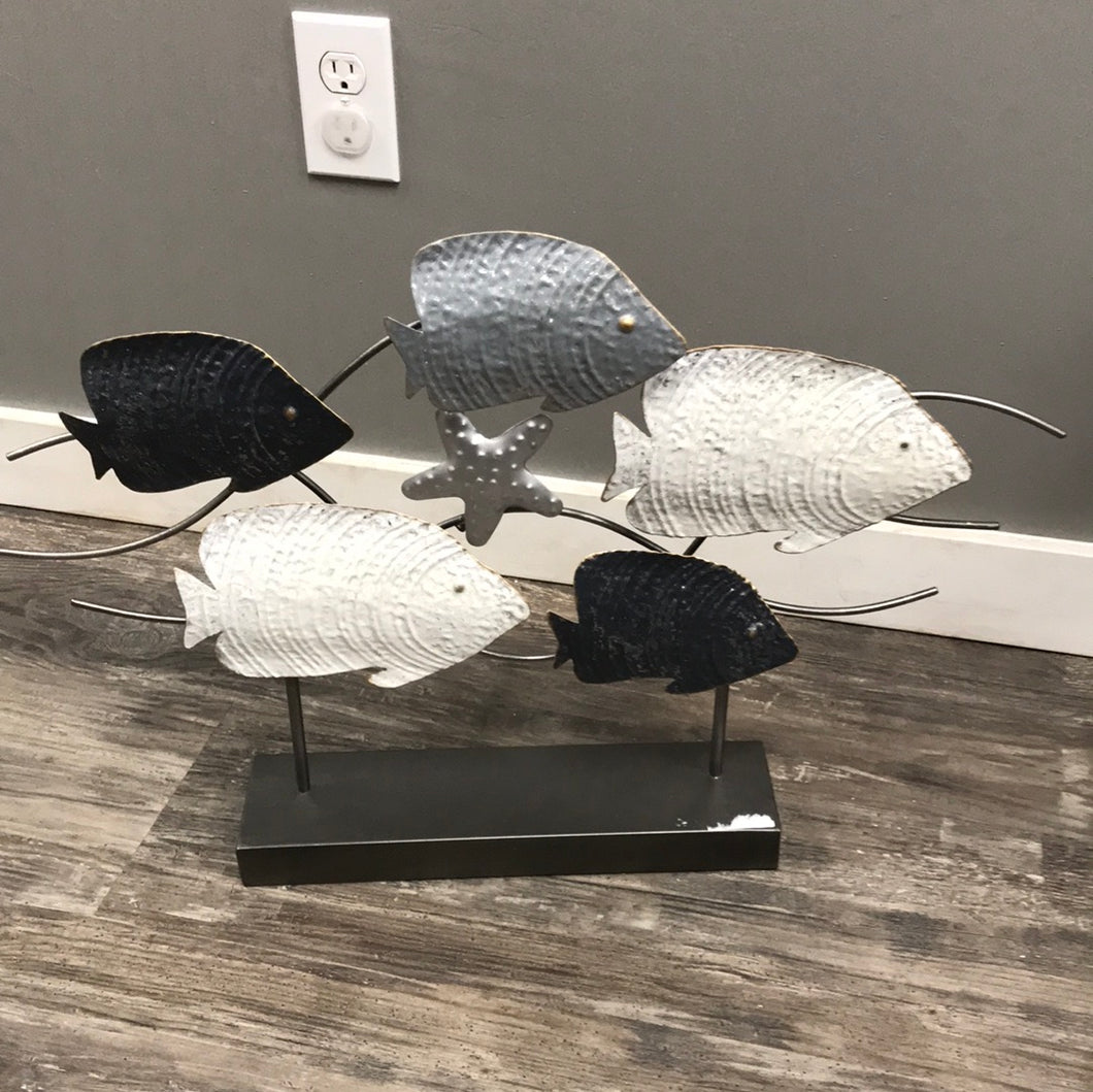 White and Blue Fish Table art