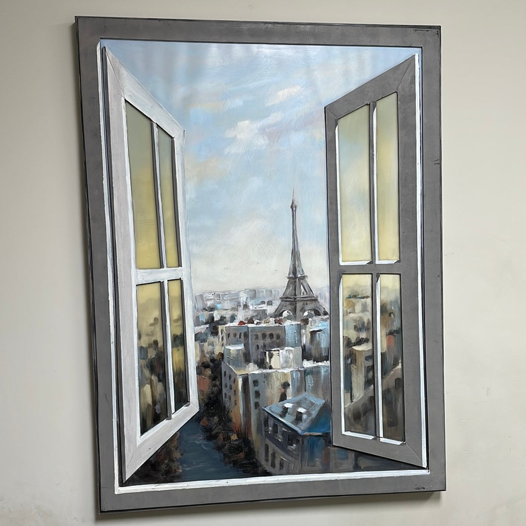 Window View Paint Paris Eiffel Tower