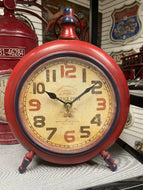 Red Round Metal Table Clock