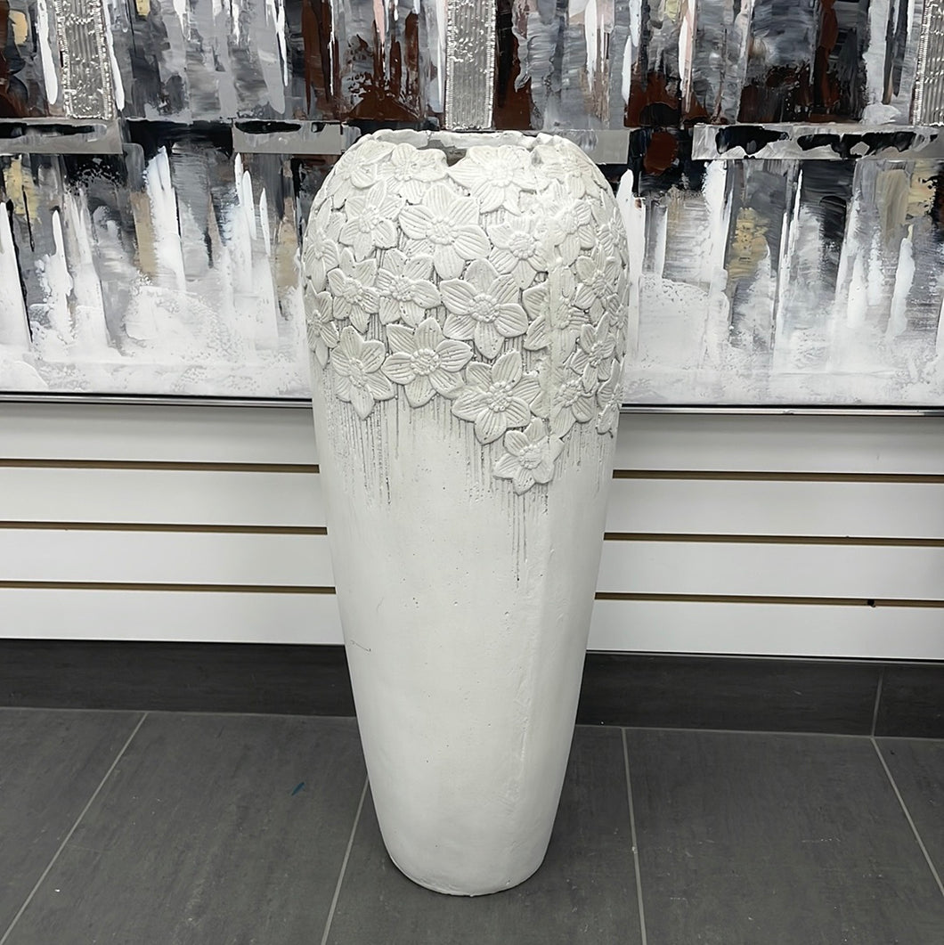 Large Rustic White Floor Vase