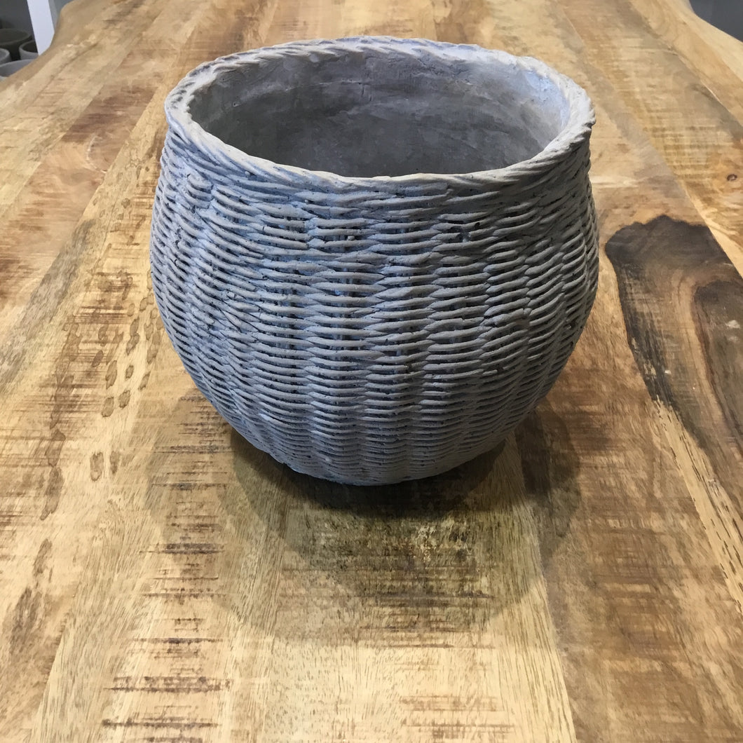 Rounded Large Cement Basket Planter
