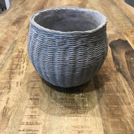 Rounded Large Cement Basket Planter