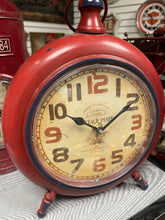 Load image into Gallery viewer, Red Round Metal Table Clock
