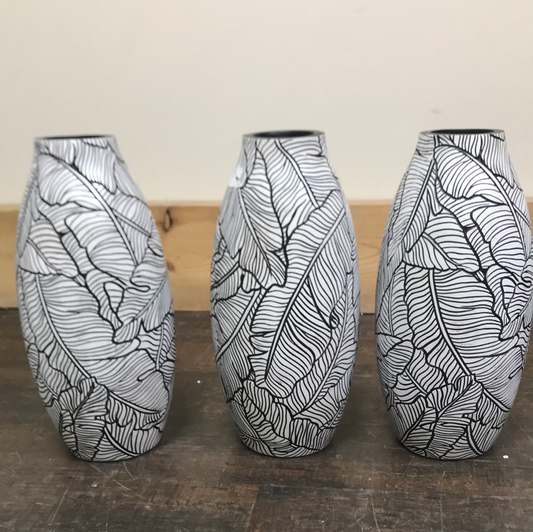 White and Black tall Vase