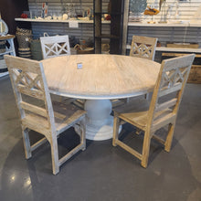 Load image into Gallery viewer, 60 inch Elisa round country white pedestal dining table
