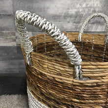 Load image into Gallery viewer, White and silver belly Seagrass storage Baskets
