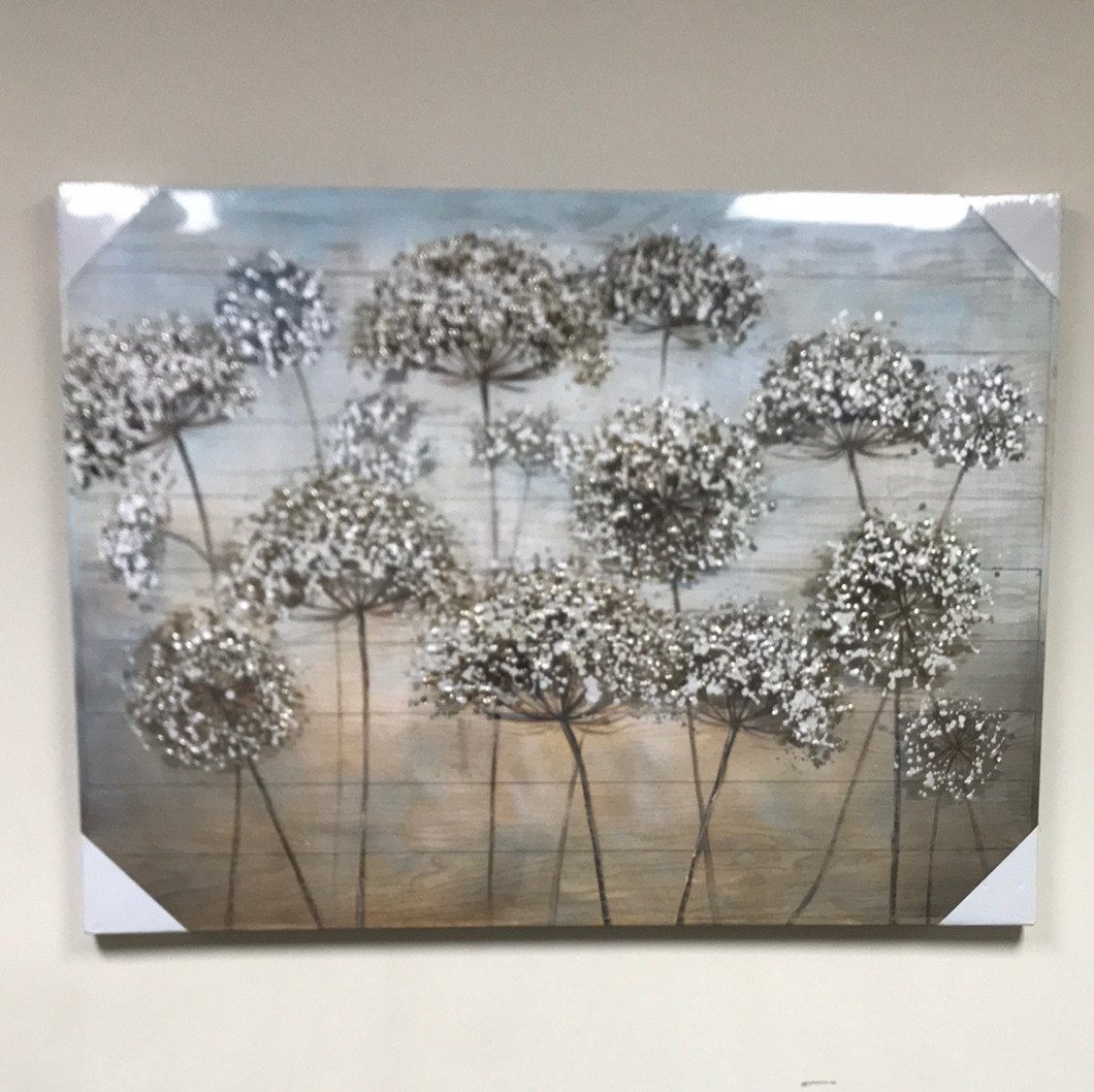 Dandelions painting on wood canvas