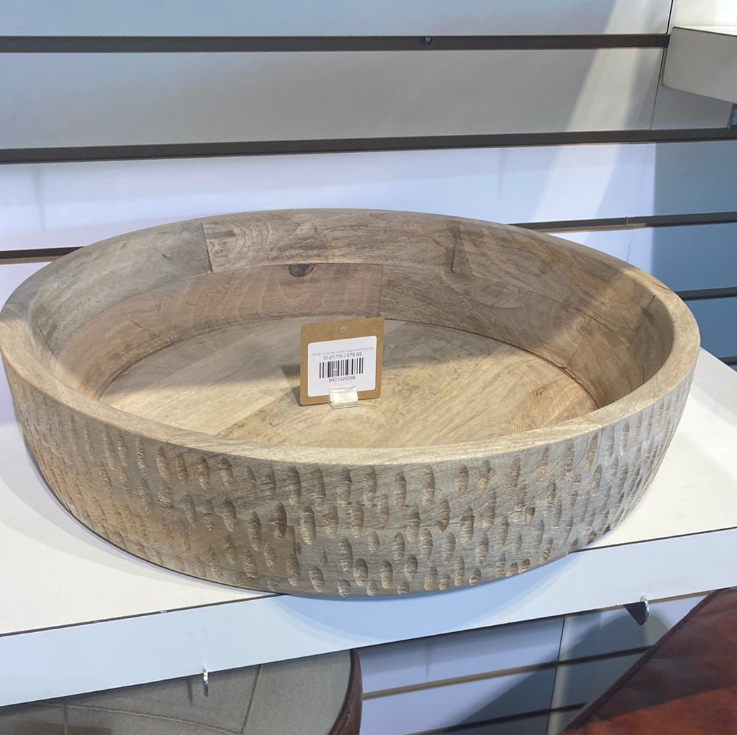 18 inch round decorative mango wood bowl tray