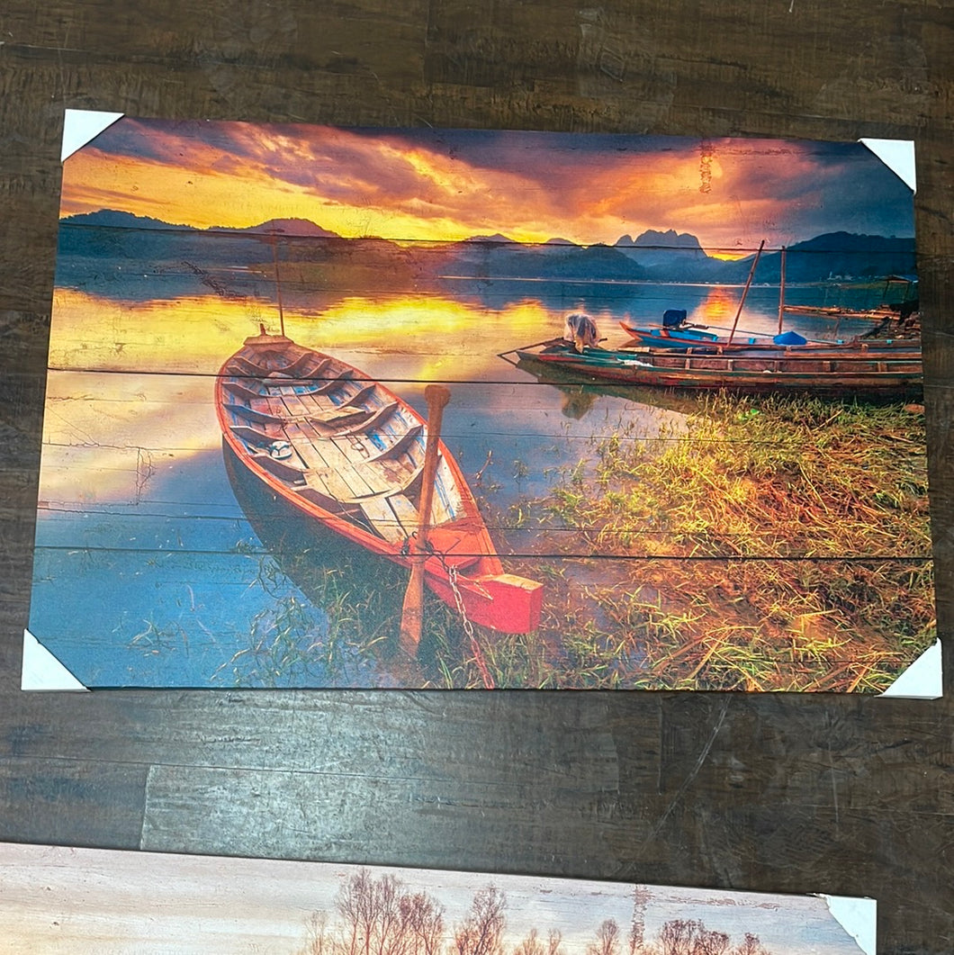 Assorted Sunset canoe canvas print painting
