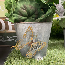 Load image into Gallery viewer, Medium Metal Planter with Butterfly
