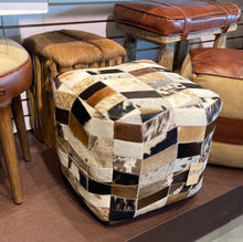 Load image into Gallery viewer, Galaxy cowhide leather pouf ottoman
