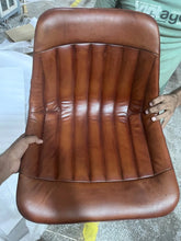 Load image into Gallery viewer, Industrial leather Chair with metal base - Rustic Furniture Outlet
