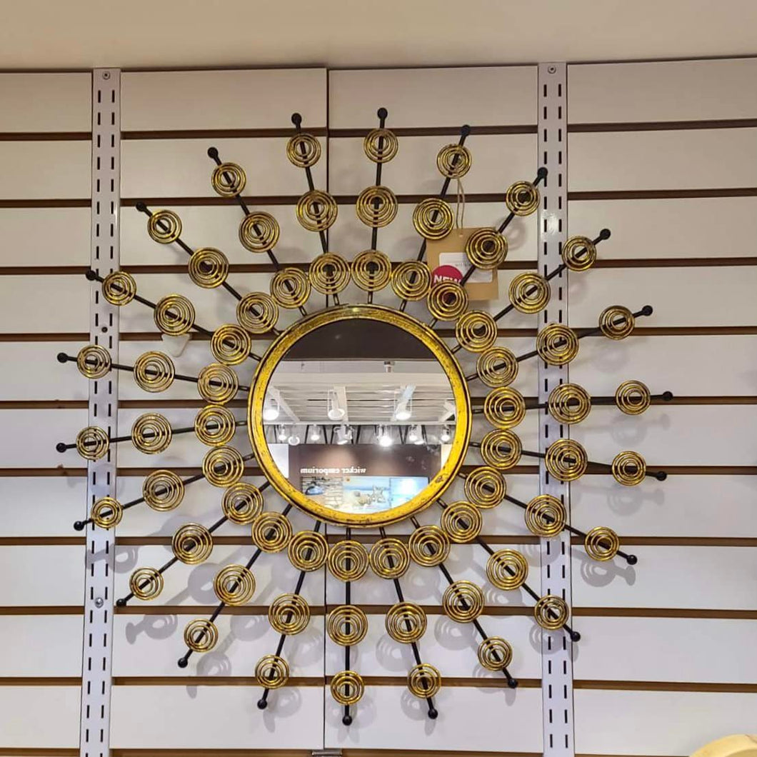 Oceano brass round wall mirror